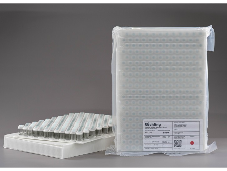 AT-Tray with 252 x 2 mL empty AT-Closed Vial®, sterilized, for filling machine