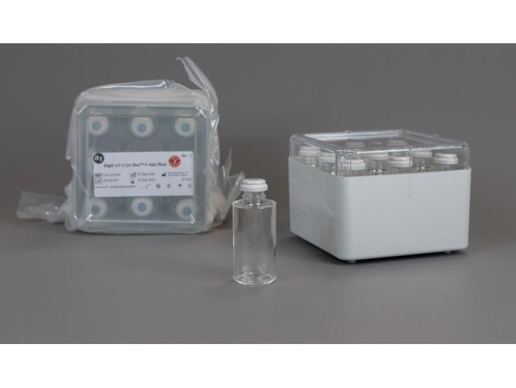 AT-CryoBox with 9 x 50 mL empty AT-Closed Vial®, sterilized, for filling machine
